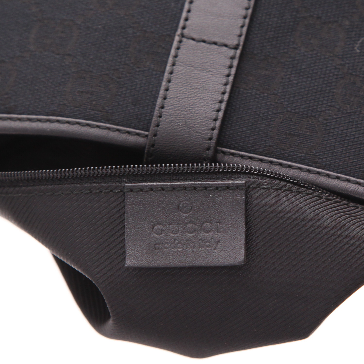 Gucci  Jackie handbag  in black logo canvas  and black leather - Detail D2