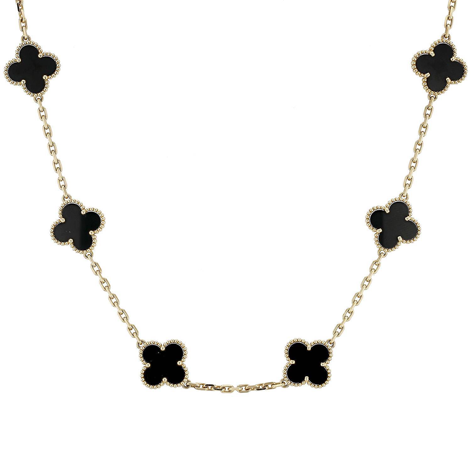 Collar Van Cleef & Arpels Vintage Alhambra de oro amarillo y ónix