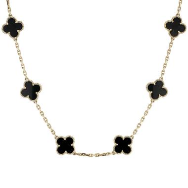 Collier Van Cleef & Arpels Vintage Alhambra en or jaune et onyx