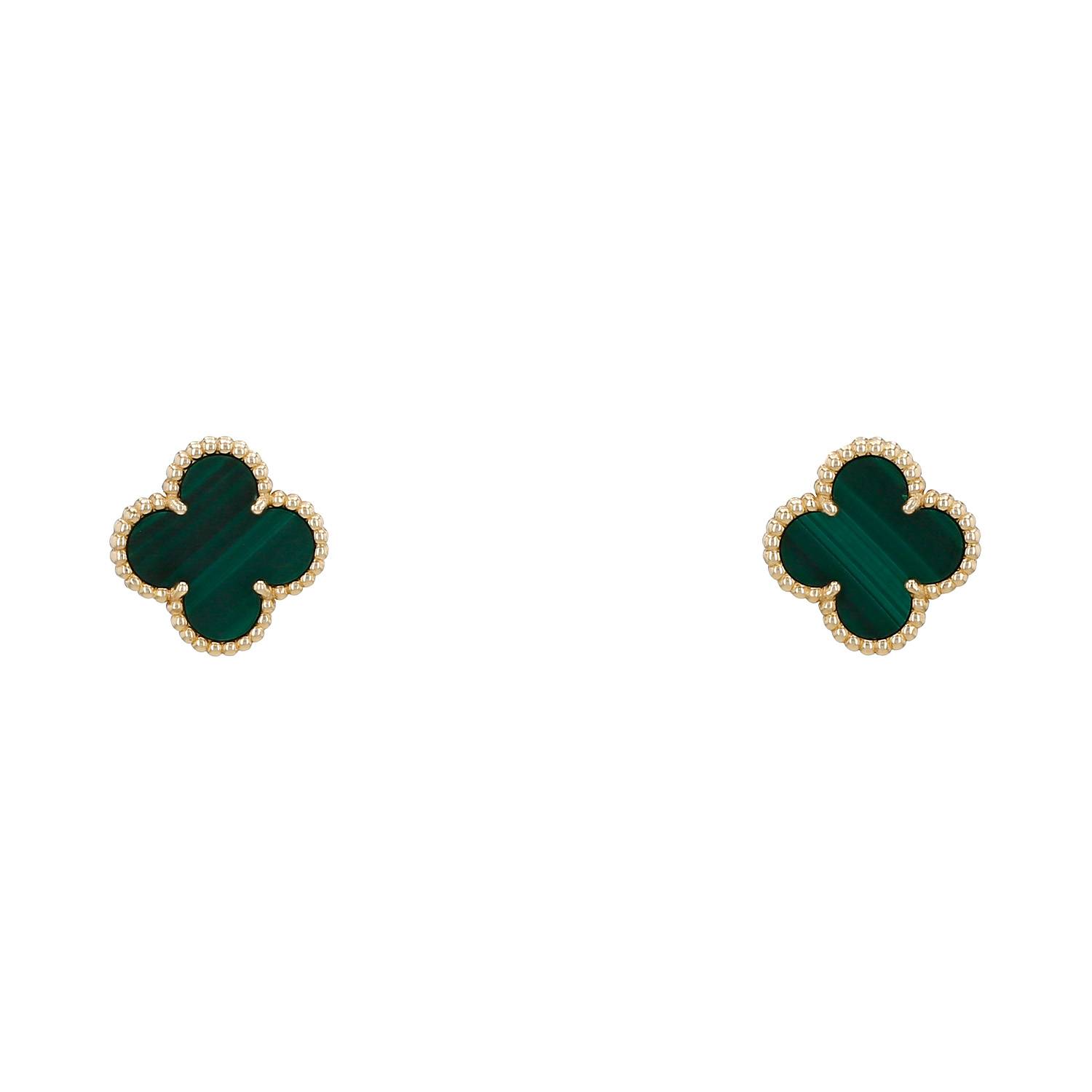 Orecchini Van Cleef 
Arpels Vintage Alhambra in oro giallo e malachite - 00pp