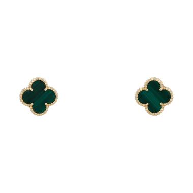 Van Cleef & Arpels Vintage Alhambra earrings in yellow gold and malachite