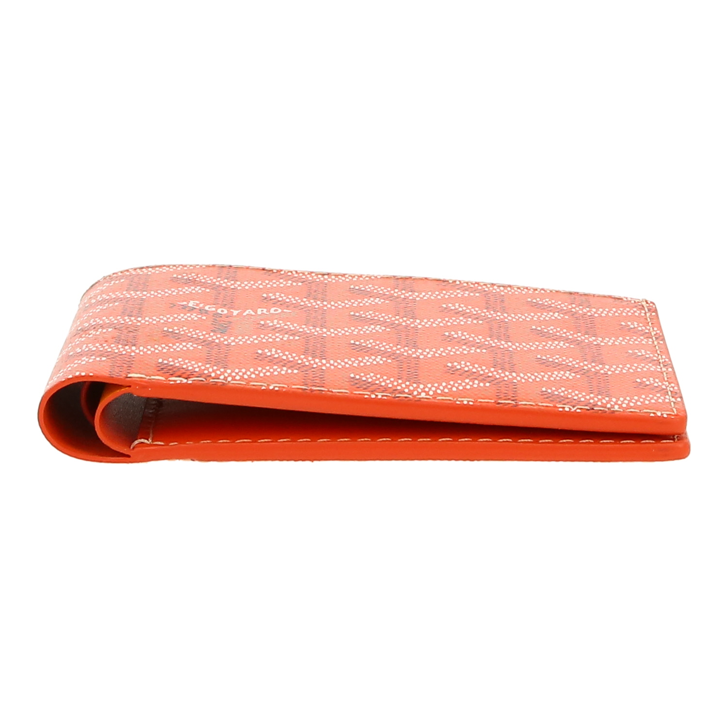 Billetera Goyard   en tela Goyardine naranja y cuero naranja - Detail D1