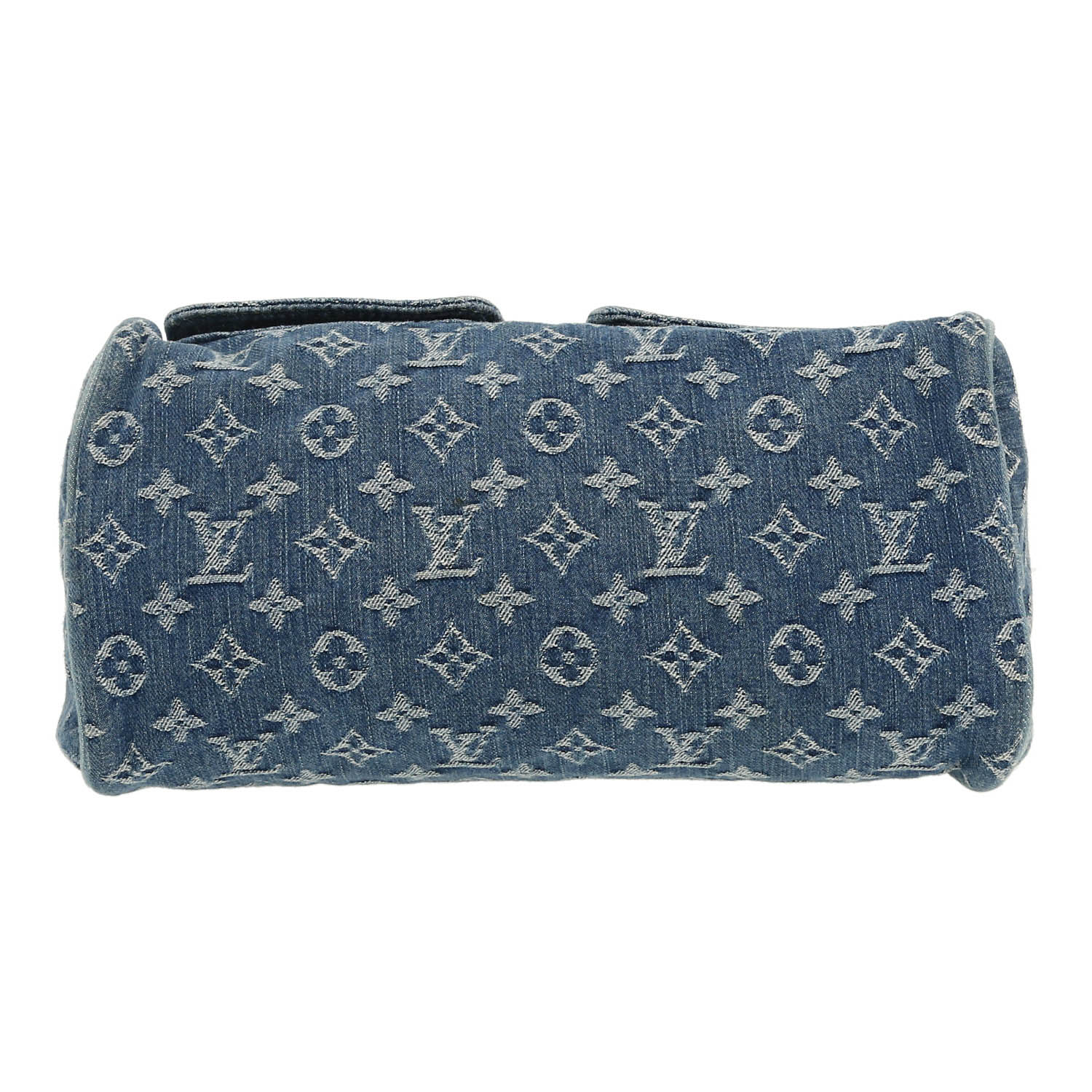 Bolso de mano Louis Vuitton  Neo Speedy en lona denim Monogram azul y cuero natural - Detail D1