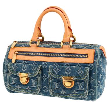 Borsa Louis Vuitton  Neo Speedy in tela denim monogram blu e pelle naturale
