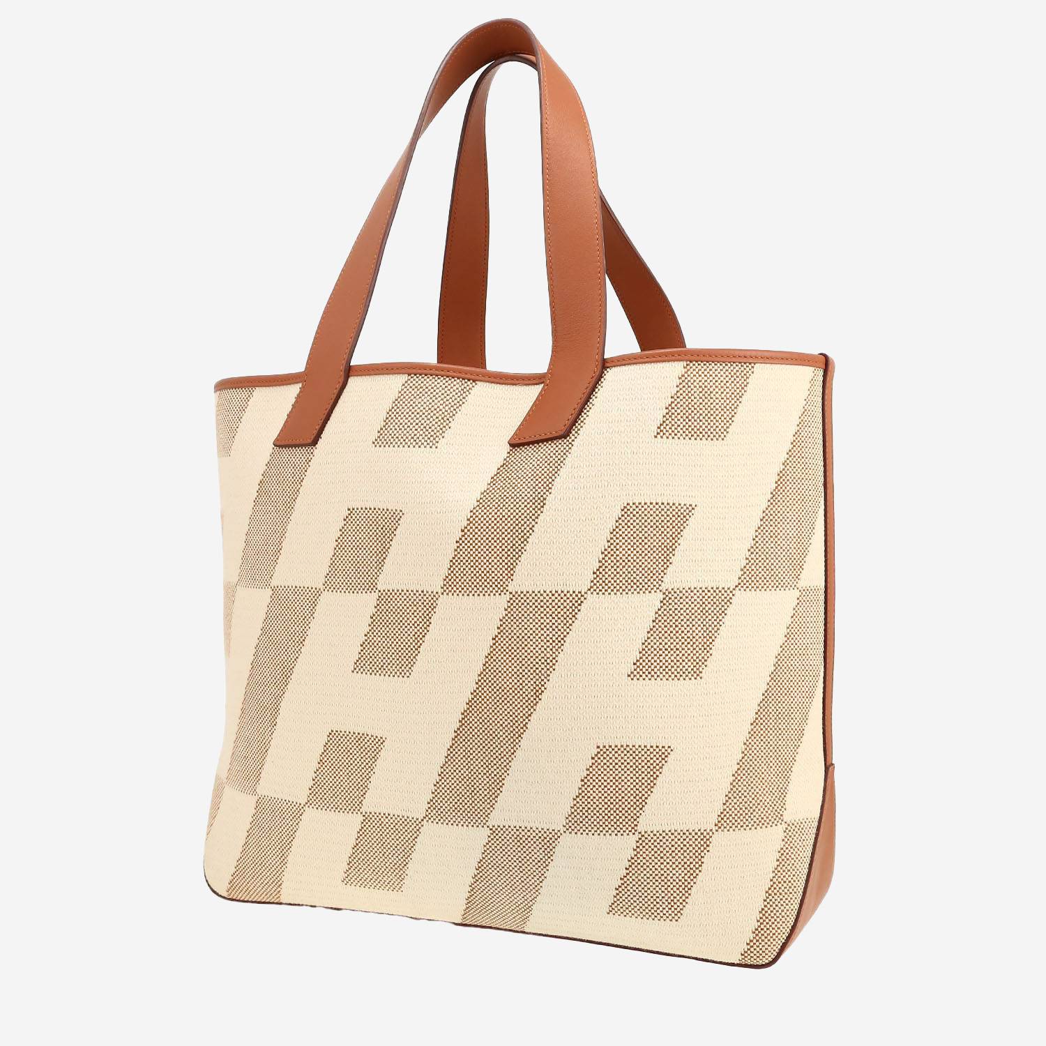 Shopping bag Hermès  H Ambié in tela beige e pelle gold