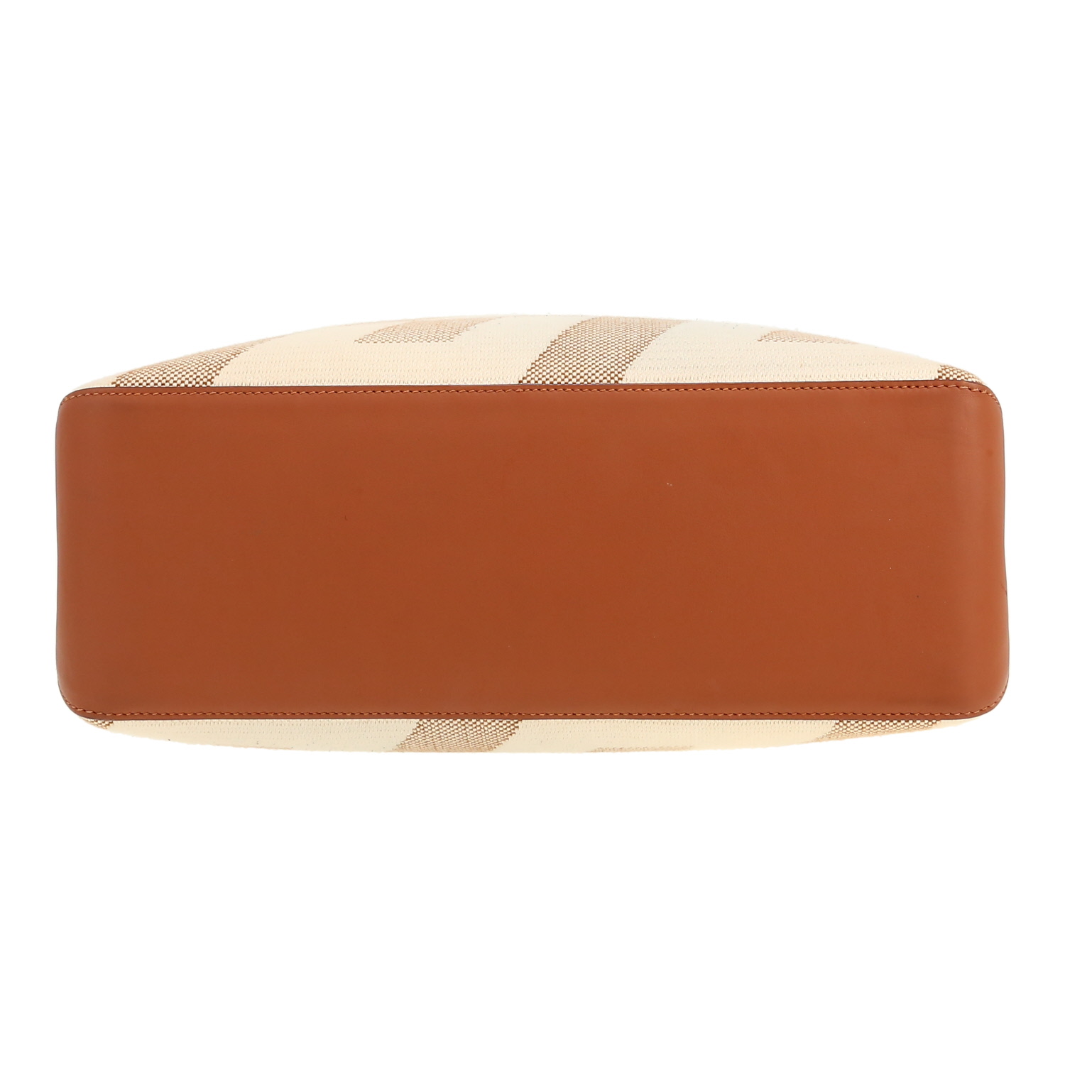 Bolso Cabás Hermès  H Ambié en lona beige y cuero color oro - Detail D1