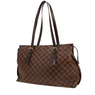 Borsa a spalla Louis Vuitton  Chelsea in tela a scacchi ebana e pelle lucida marrone