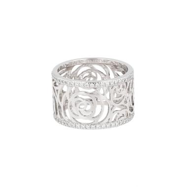 Sortija Chanel Camélia Fil de oro blanco y diamantes