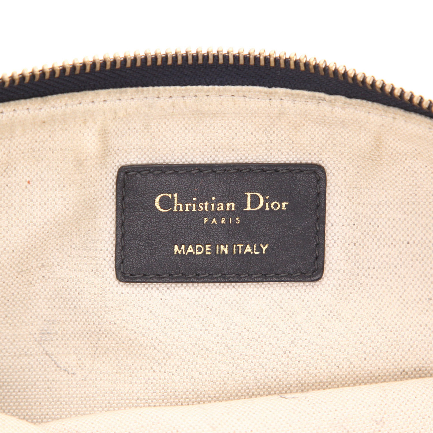 Pochette Dior en toile monogram Oblique bleue et cuir bleu - Detail D2