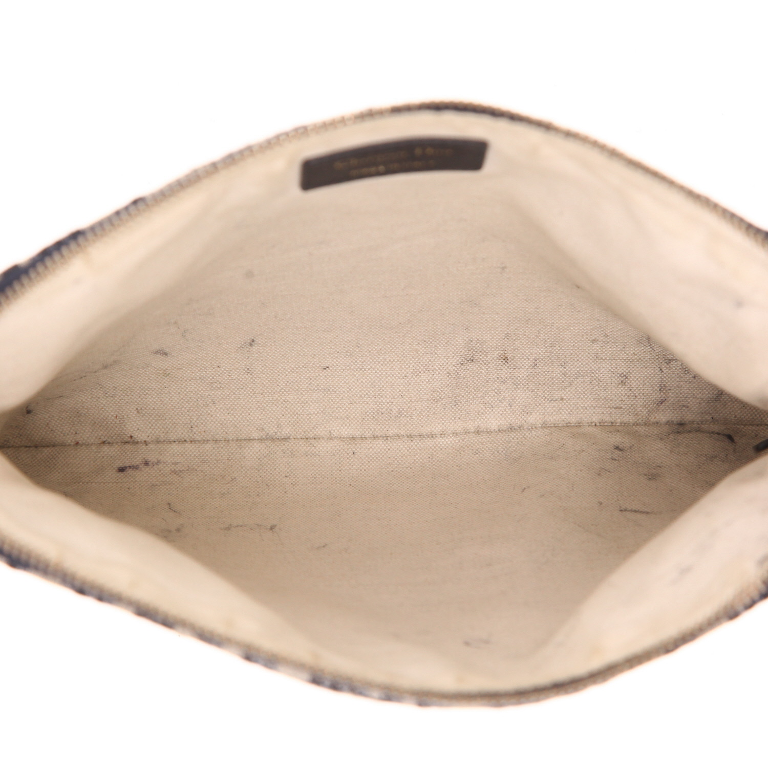 Bolsito de mano Dior en lona Monogram Oblique azul y cuero azul - Detail D3