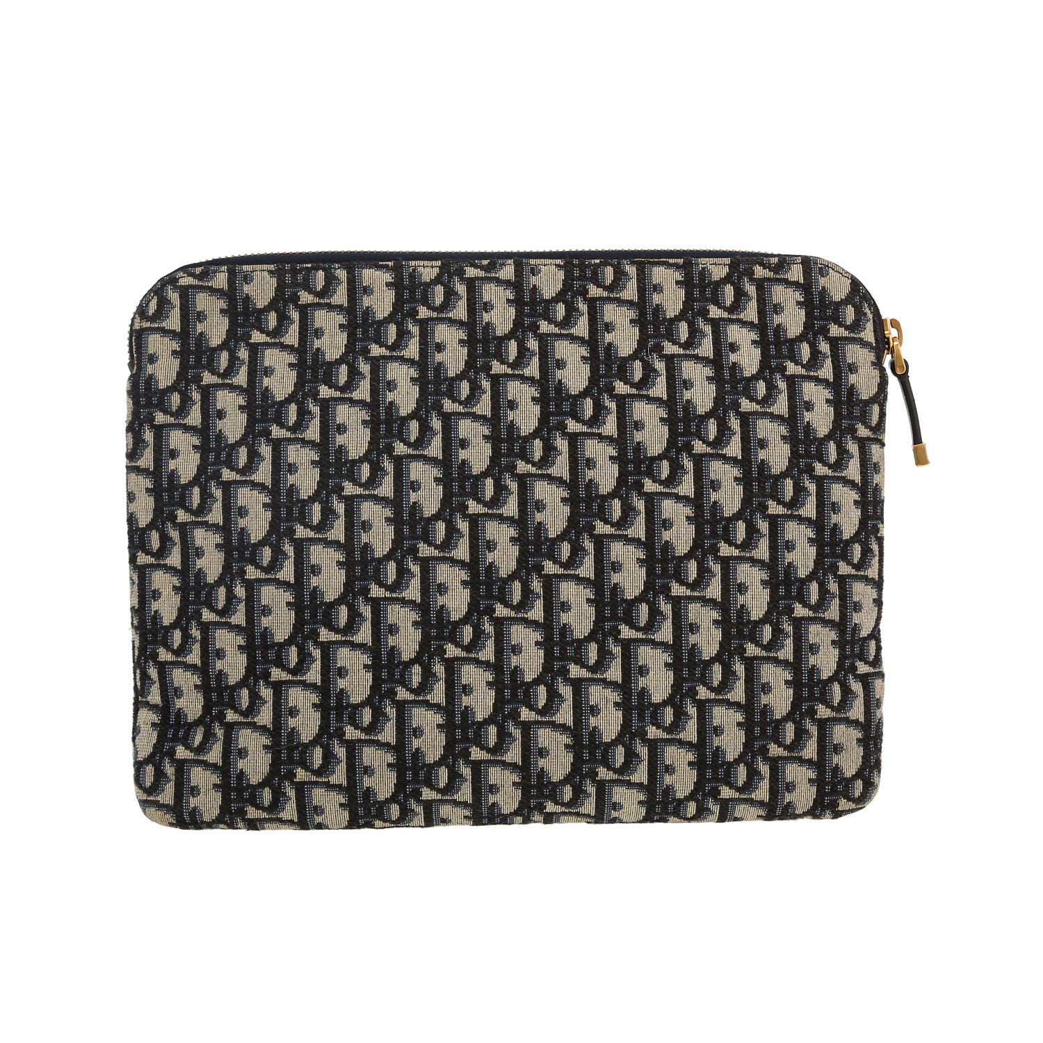 Pochette Dior en toile monogram Oblique bleue et cuir bleu - Detail D7