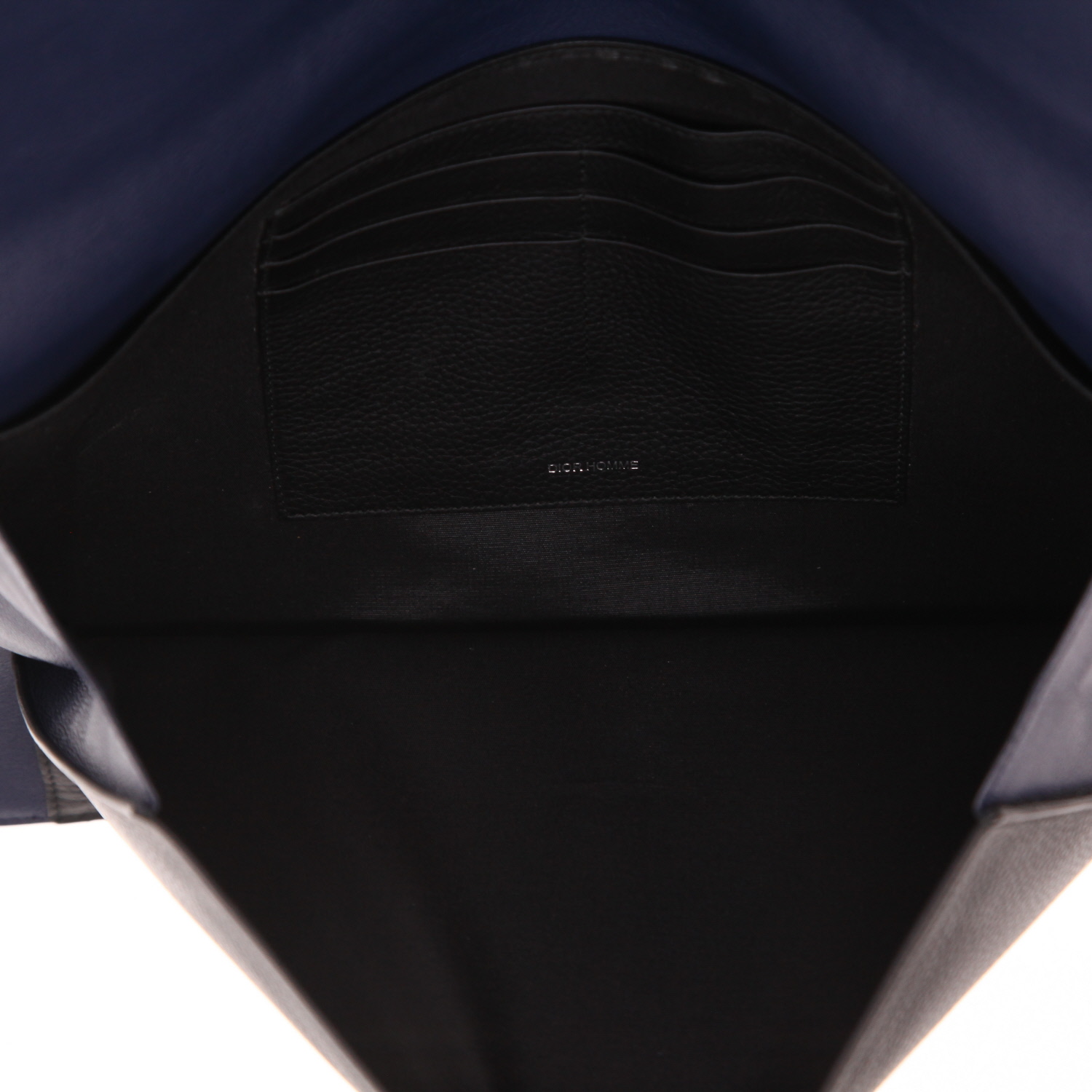 Dior pouch in black and navy blue leather - Detail D3