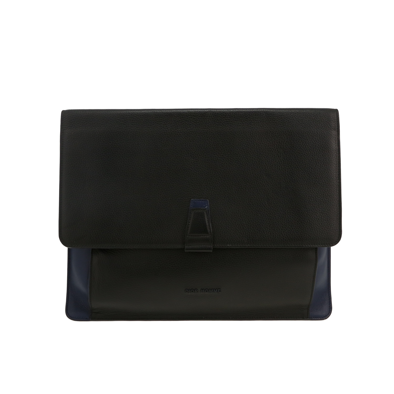 Bolsito de mano Dior   en cuero negro y azul marino - Detail D4