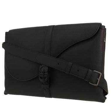Porte-documents Dior  Saddle en cuir grainé noir