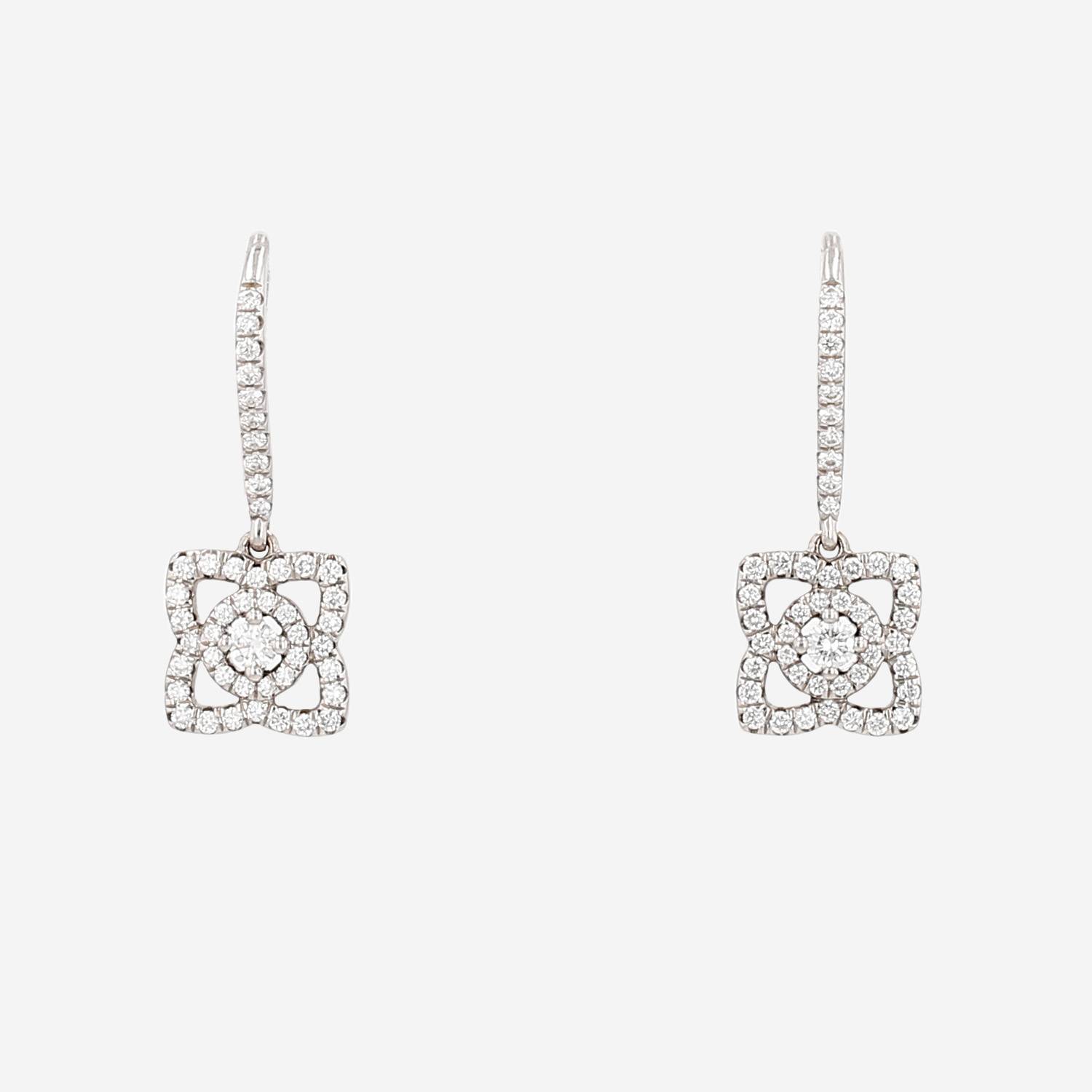 Orecchini De Beers Enchanted Lotus in oro bianco e diamanti