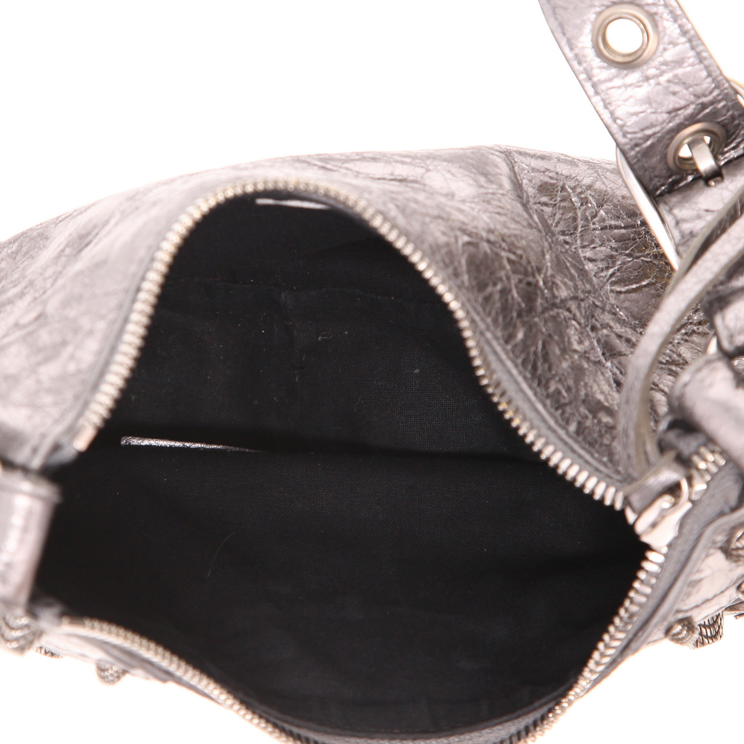 Sac bandoulière Balenciaga  Cagole petit modèle  en cuir vieilli argenté - Detail D3