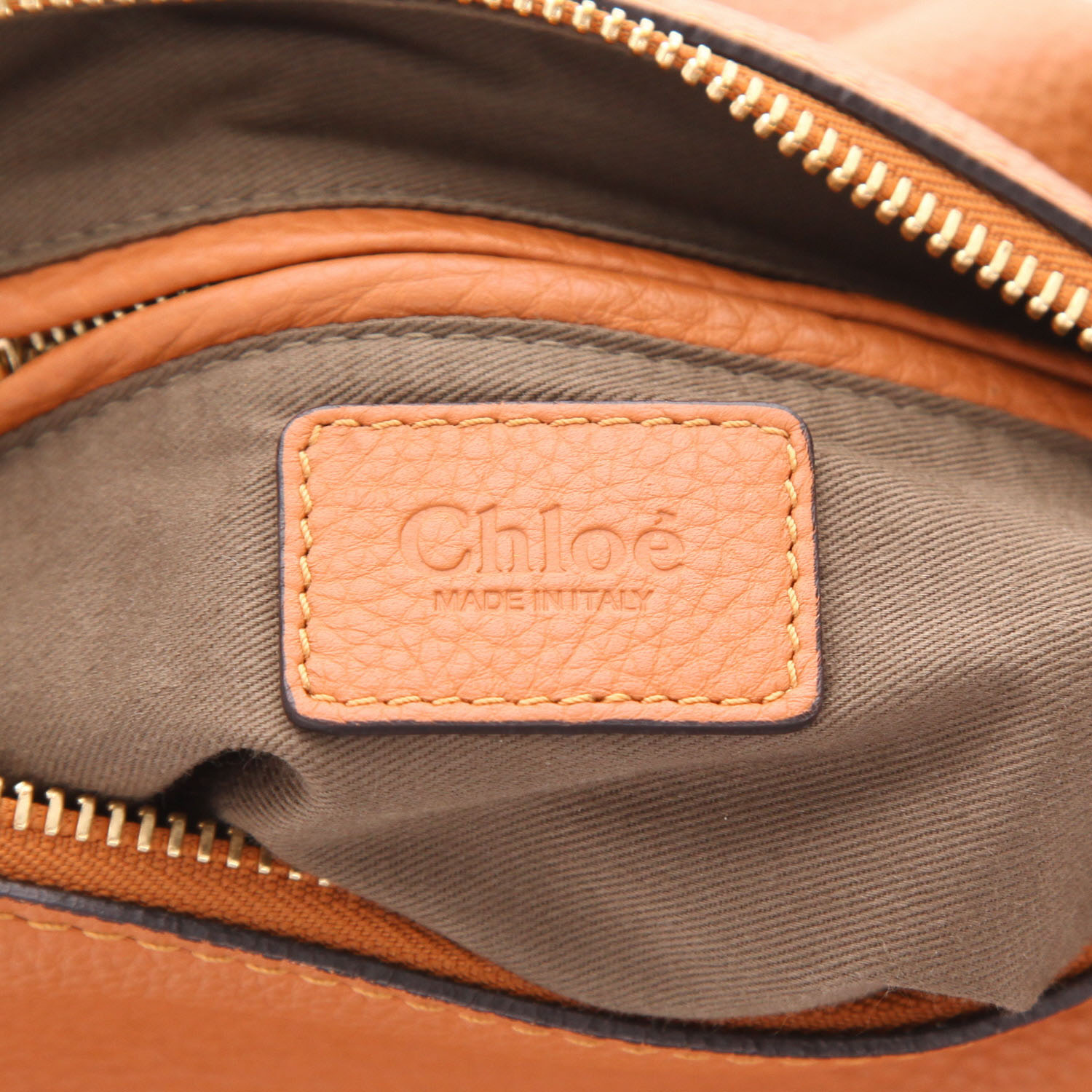 Sac à main Chloé   en cuir grainé marron - Detail D2
