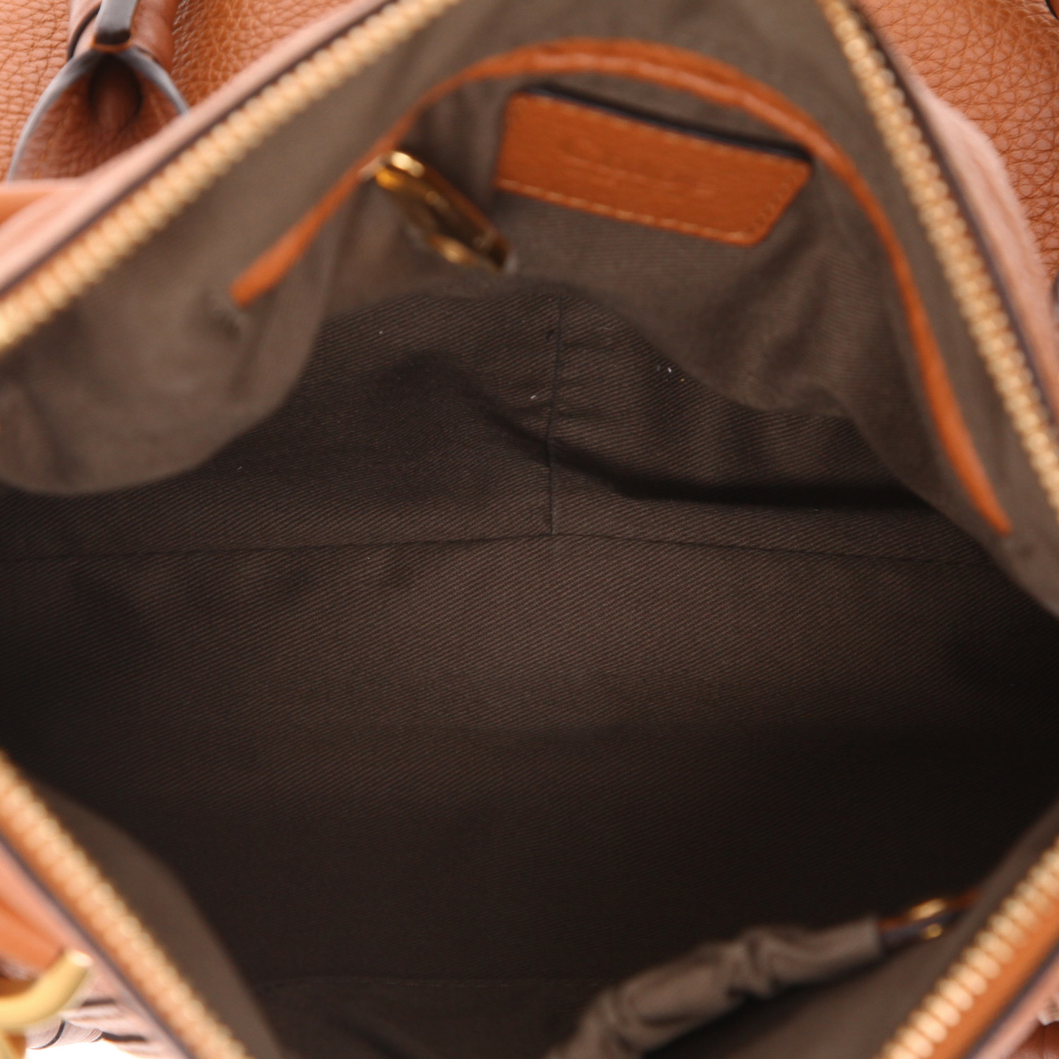 Sac à main Chloé   en cuir grainé marron - Detail D3