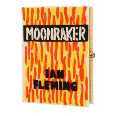 Pochette Olympia Le-Tan Moonraker - Ian Fleming Moonraker - Ian Fleming in tela beige, arancione gialla e nera