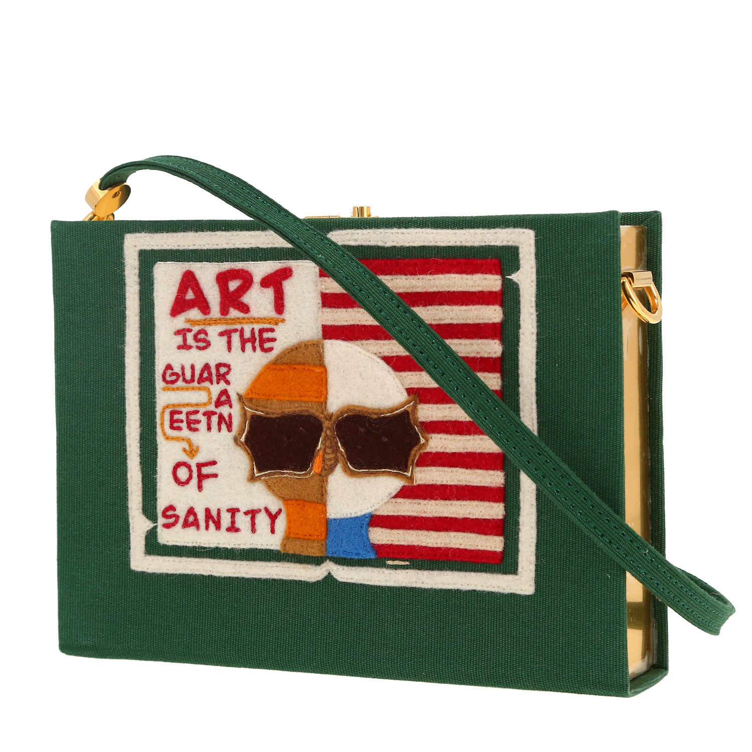 Bolso/bolsito Olympia Le-Tan ART IS NOT A THING, IS A WAY en lona verde - Detail D5