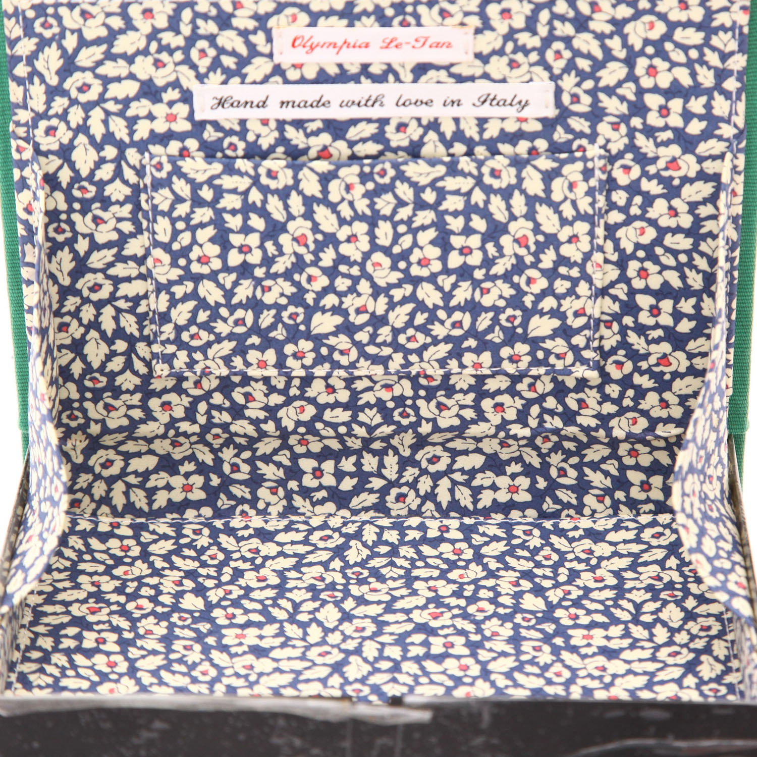 Bolsito de mano Olympia Le-Tan Byte Byte en lona verde, beige negra y gris - Detail D3