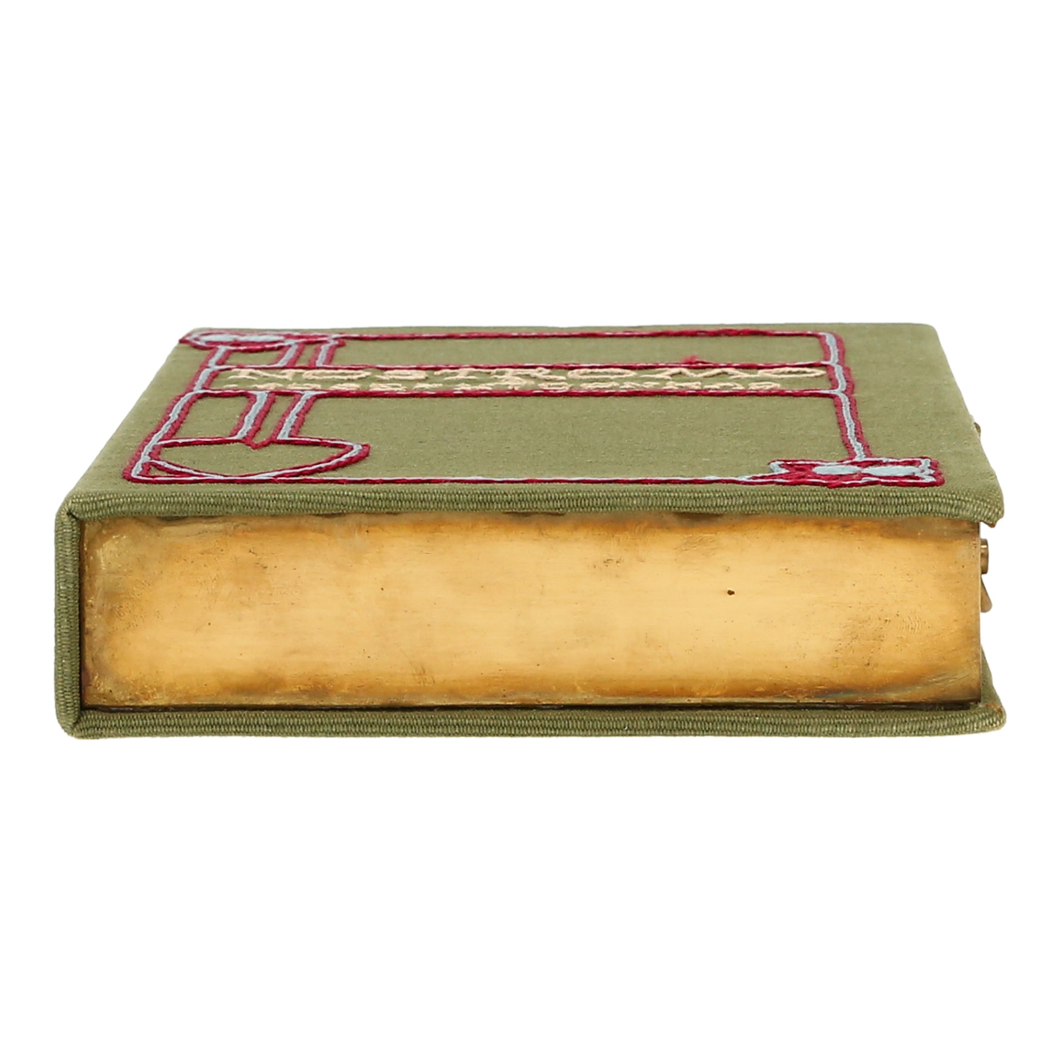 Olympia Le-Tan Demon Telegraph - Ace Magical Magazine  pouch  in pigeon blue suede - Detail D1