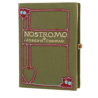 Olympia Le-Tan Demon Telegraph - Ace Magical Magazine pouch  in pigeon blue suede