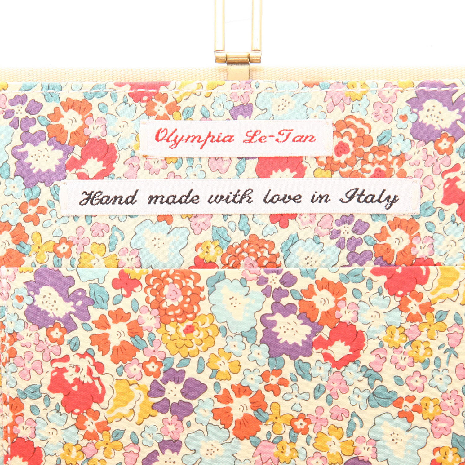 Pochette Olympia Le-Tan Normal Bosco Normal Bosco en toile beige, rouge bleue et verte - Detail D2