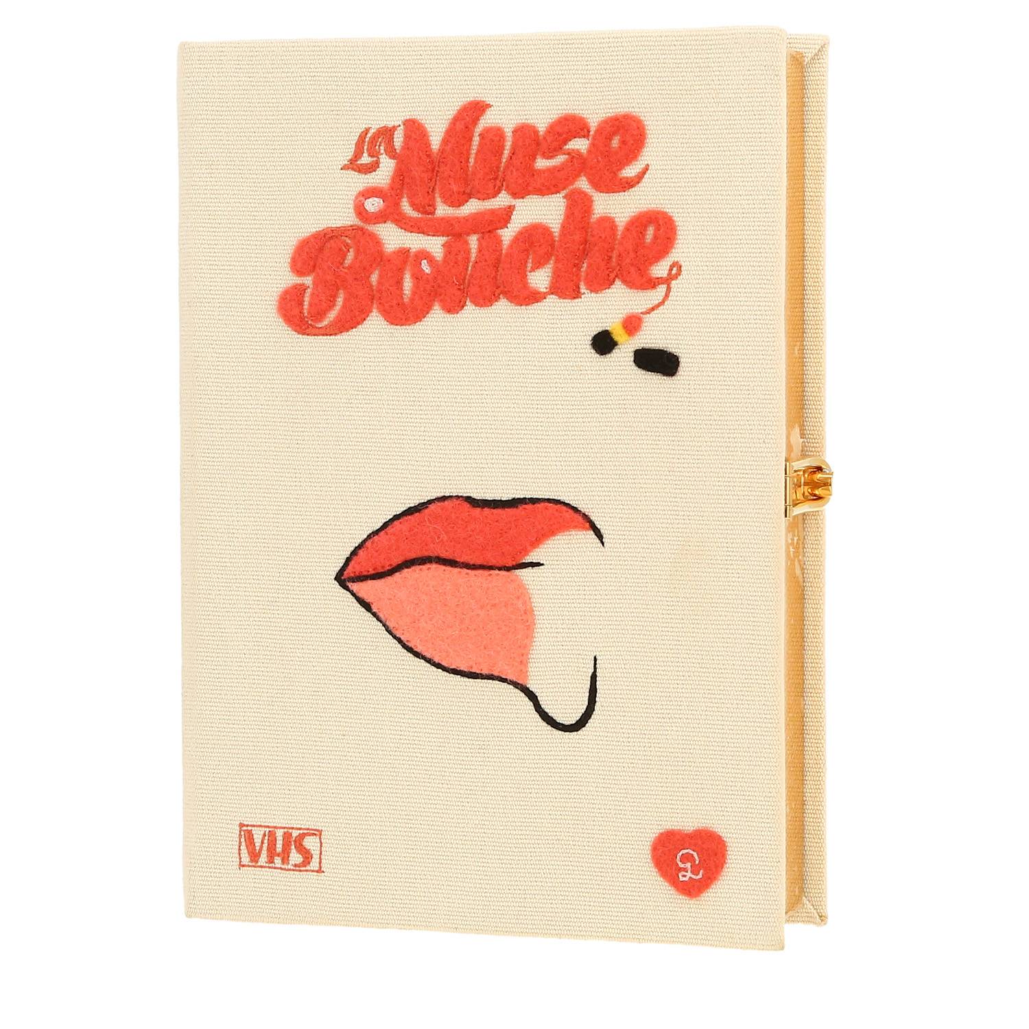 Bolsito de mano Olympia Le-Tan La Muse Bouche en lona beige