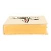Pochette Olympia Le-Tan Petites Luxures Petites Luxures in tela beige nera e rossa - Detail D1 thumbnail