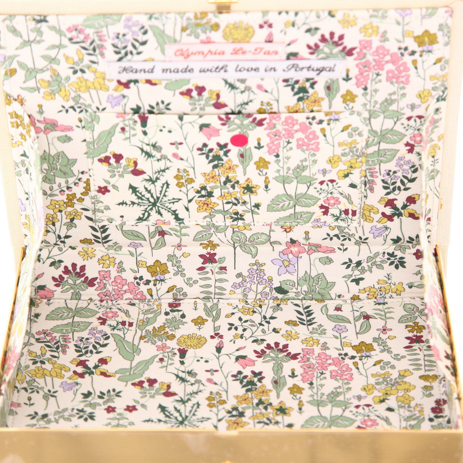 Bolsito de mano Olympia Le-Tan Petites Luxures Petites Luxures en lona beige negra y roja - Detail D3