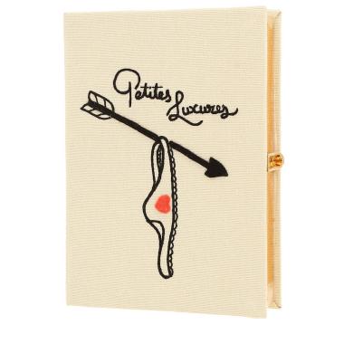 Bolsito de mano Olympia Le-Tan Petites Luxures Petites Luxures en lona beige negra y roja