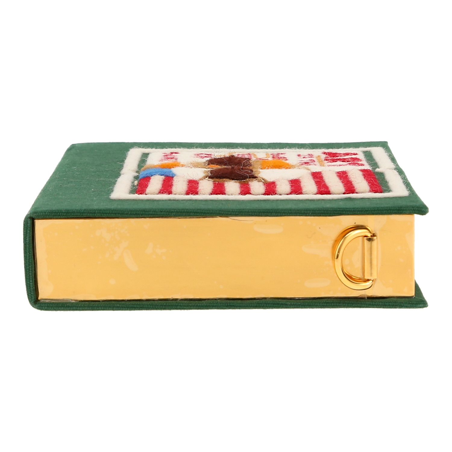 Olympia Le-Tan   clutch  in green, beige and red canvas - Detail D1