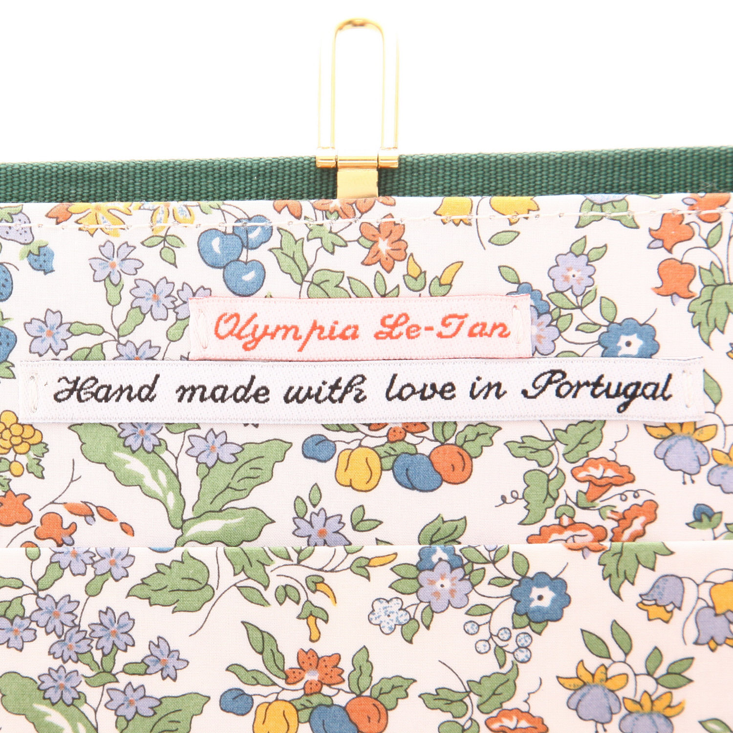 Olympia Le-Tan   clutch  in green, beige and red canvas - Detail D2