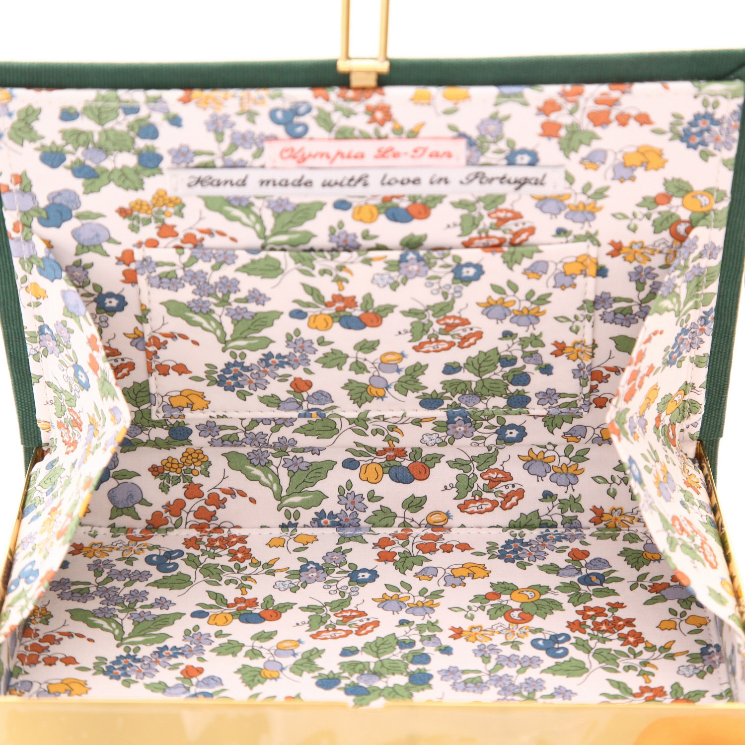 Bolso joya Olympia Le-Tan   en lona verde beige y roja - Detail D3