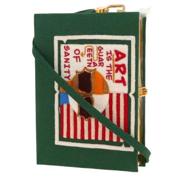 Borsettina da sera Olympia Le-Tan   in tela verde beige e rossa