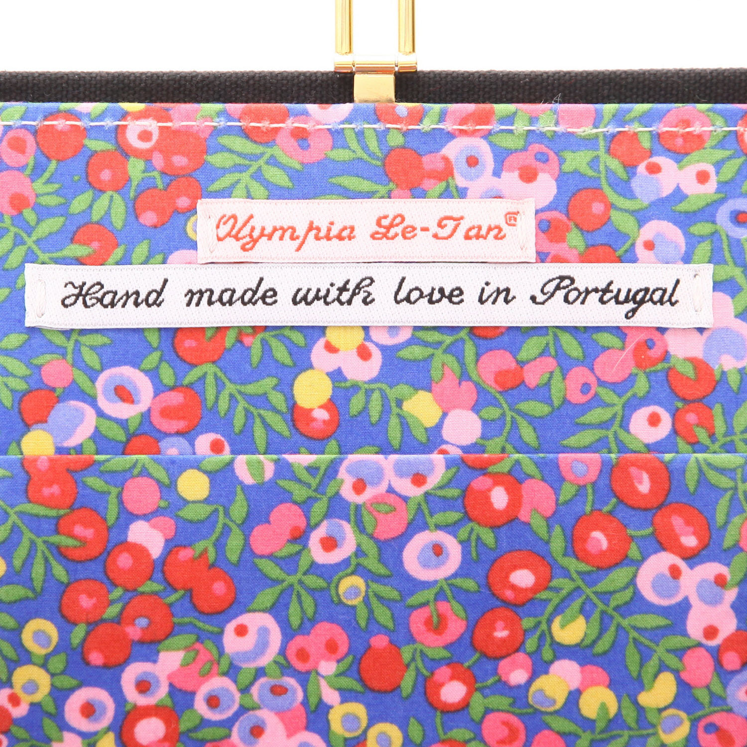 Olympia Le-Tan Vanda Jacintho Vanda Jacintho pouch  in black, green, red and blue canvas - Detail D2