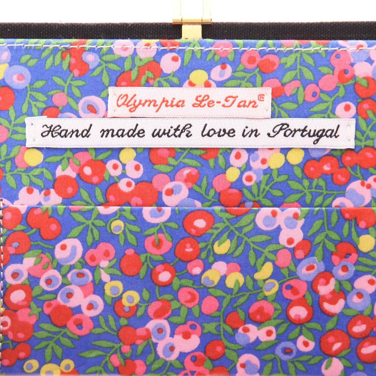 Bolsito de mano Olympia Le-Tan Lipstick smoke Lipstick smoke en lona negra, rosa beige y color lila - Detail D2