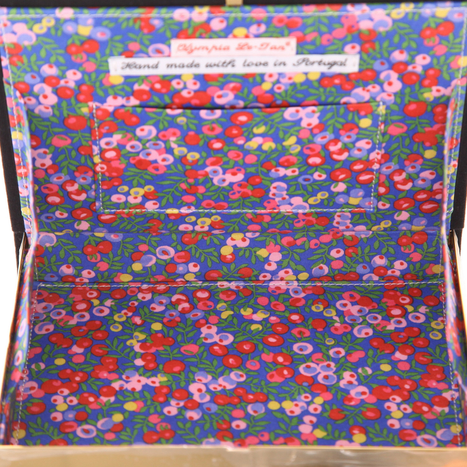 Pochette Olympia Le-Tan Lipstick smoke Lipstick smoke en toile noire, rose beige et violet-lilas - Detail D3