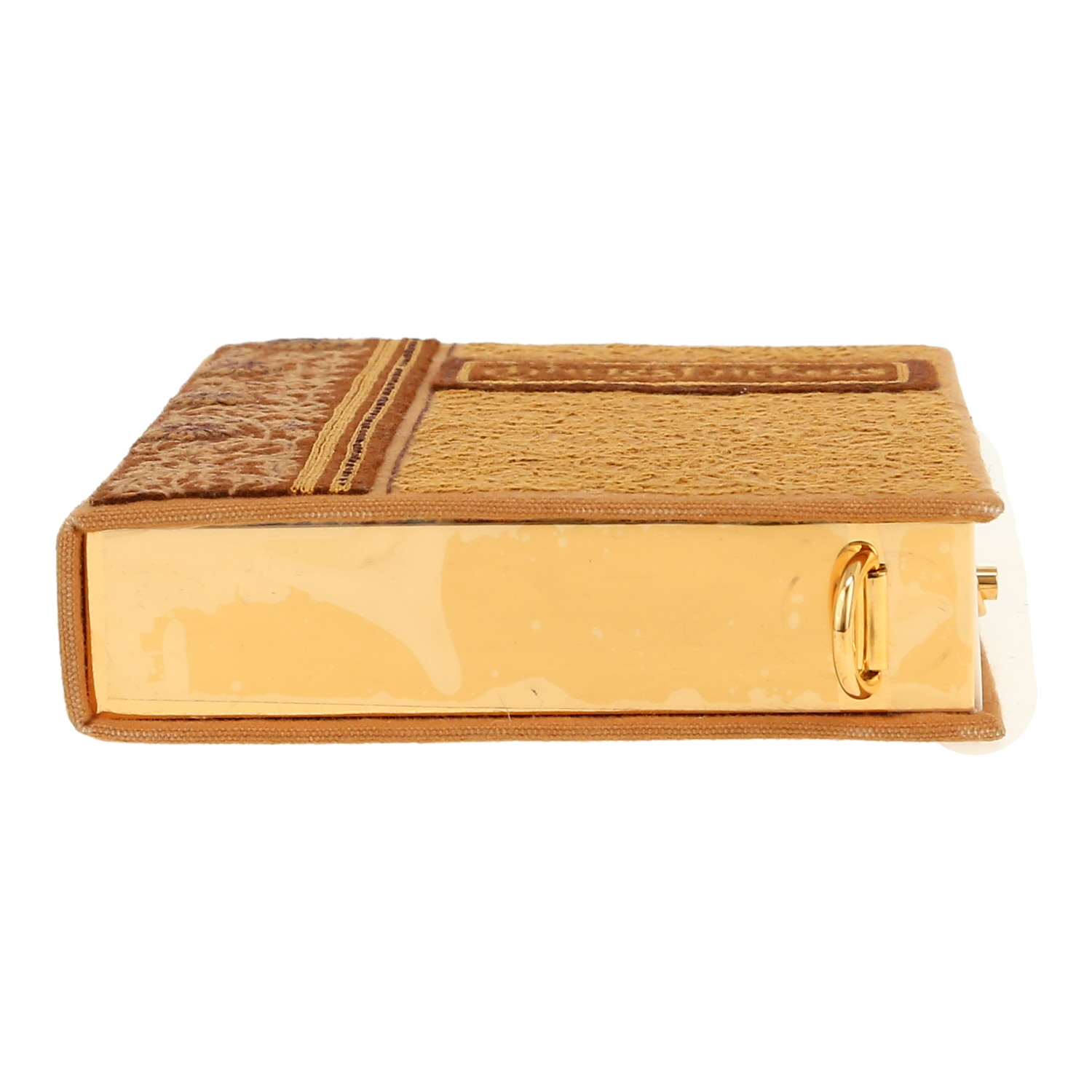 Minaudière Olympia Le-Tan Charles Dickens Charles Dickens en tissu brodé beige et marron - Detail D1