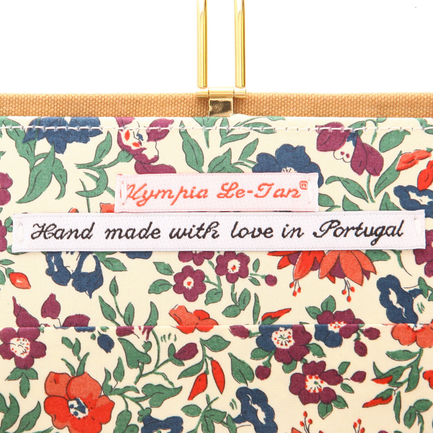 Bolso joya Olympia Le-Tan Charles Dickens Charles Dickens en tela bordada beige y marrón - Detail D2