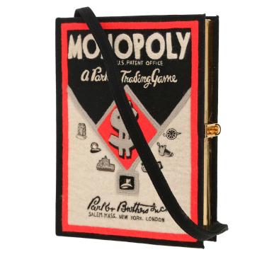 Pochette Olympia Le-Tan Monopoly A parker trading Game Monopoly A parker trading Game en toile noire rouge et beige