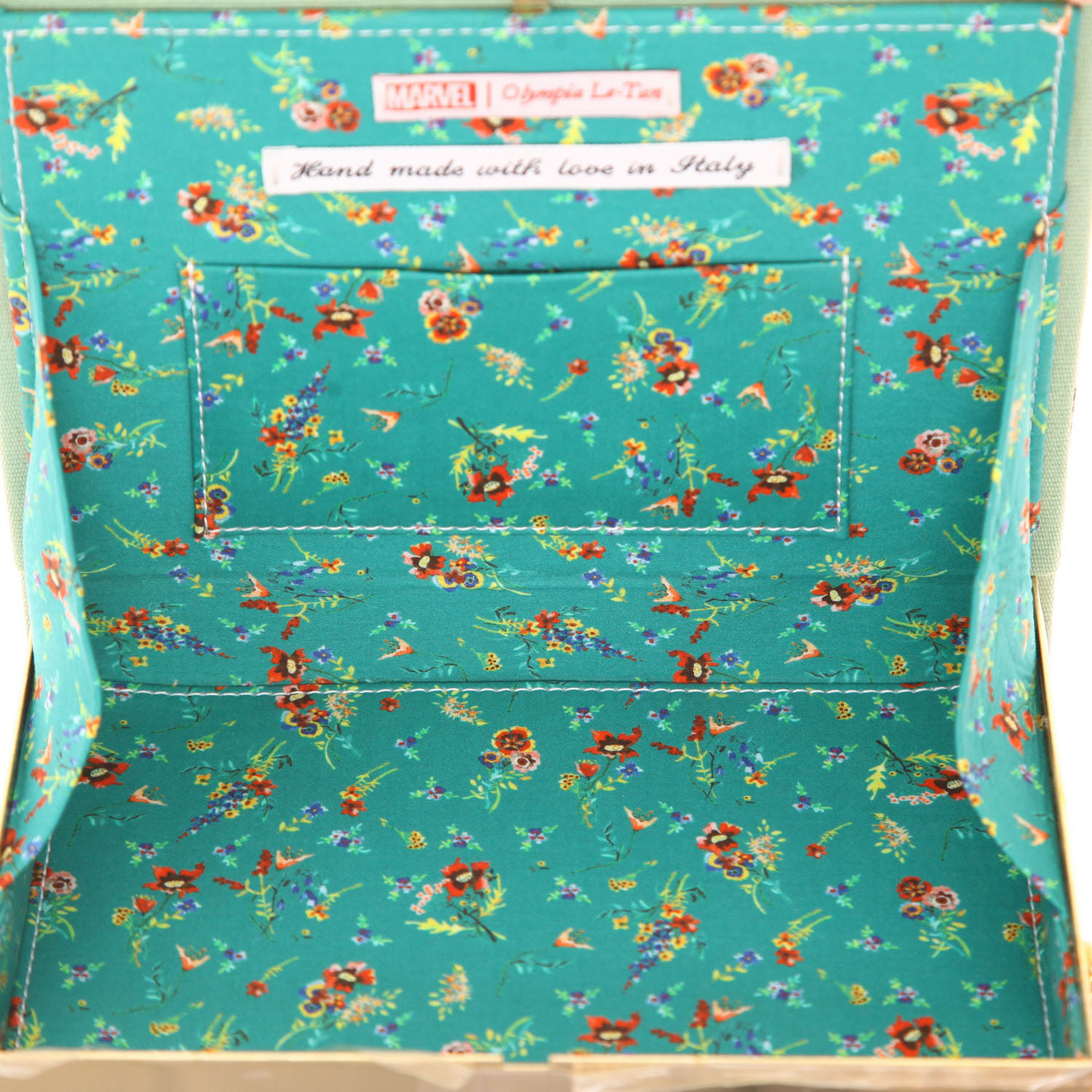 Borsa a tracolla Olympia Le-Tan Marvel ...It's... ... all... ...over ! in tela verde n°21/77 - Detail D3