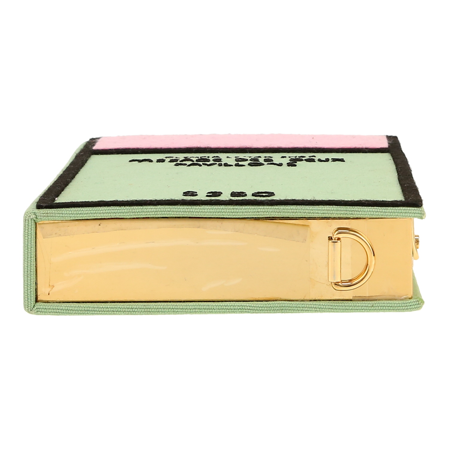 Bolsito de mano Olympia Le-Tan Monopoly passage des deux pavillons en lona verde - Detail D1