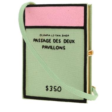 Pochette Olympia Le-Tan Monopoly passage des deux pavillons en toile verte
