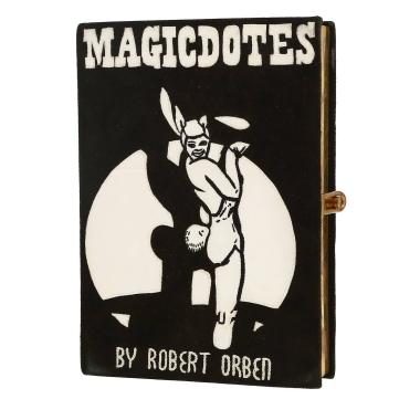 Pochette Olympia Le-Tan Magicdotes in tela nera e bianca