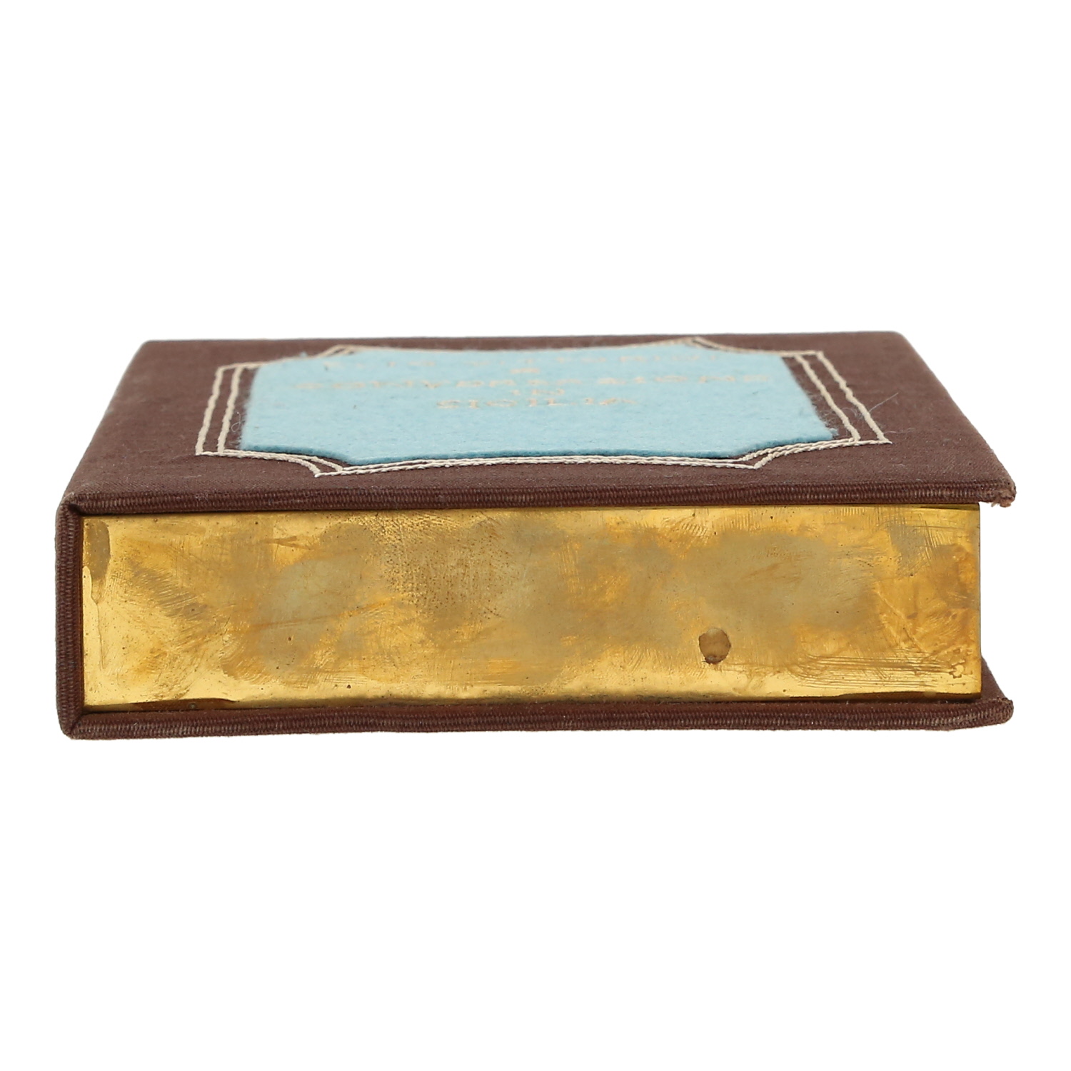 Bolsito de mano Olympia Le-Tan Conversazione In Sicilia en lona marrón y azul - Detail D1