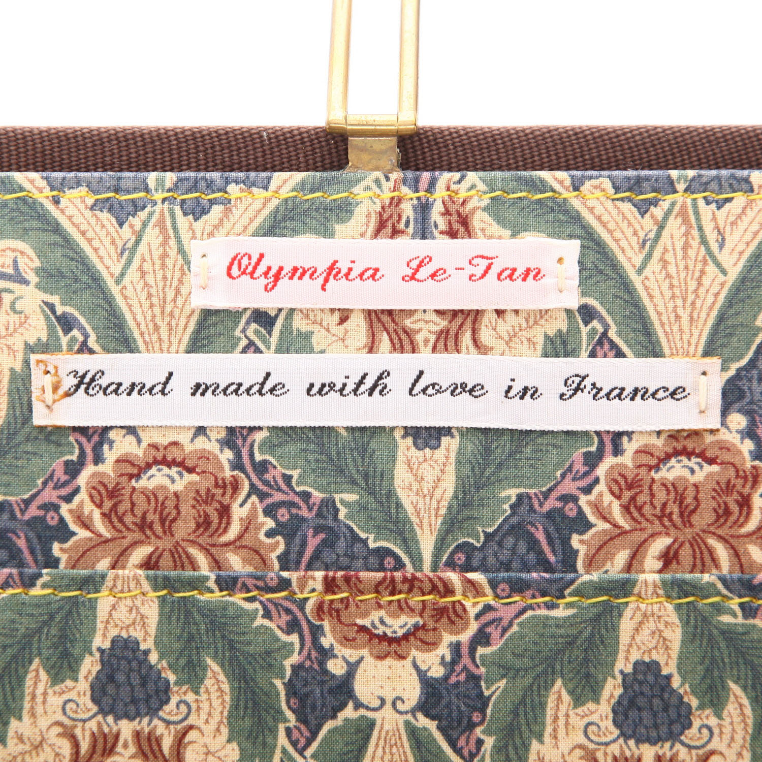 Bolsito de mano Olympia Le-Tan Conversazione In Sicilia en lona marrón y azul - Detail D2