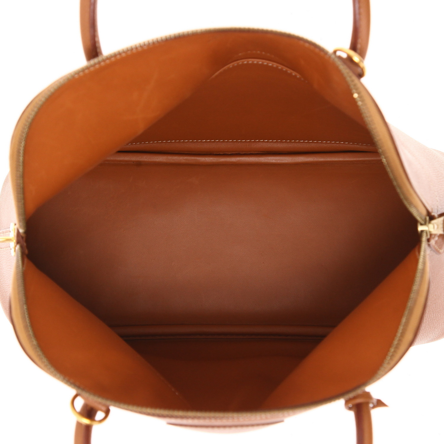 Hermès  Bolide 31 cm handbag  in gold Courchevel leather - Detail D3