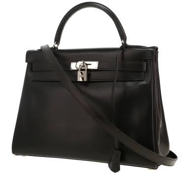 Bolso Hermès Kelly de 32 cm, de piel negra tipo «box»